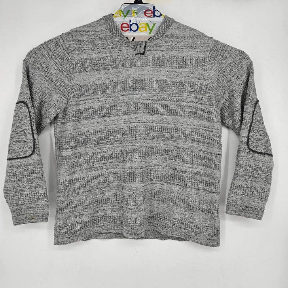 Carbon 2 Cobalt‎ Sweater Mens XL Gray Elbow Patch Textured V Neck Casual